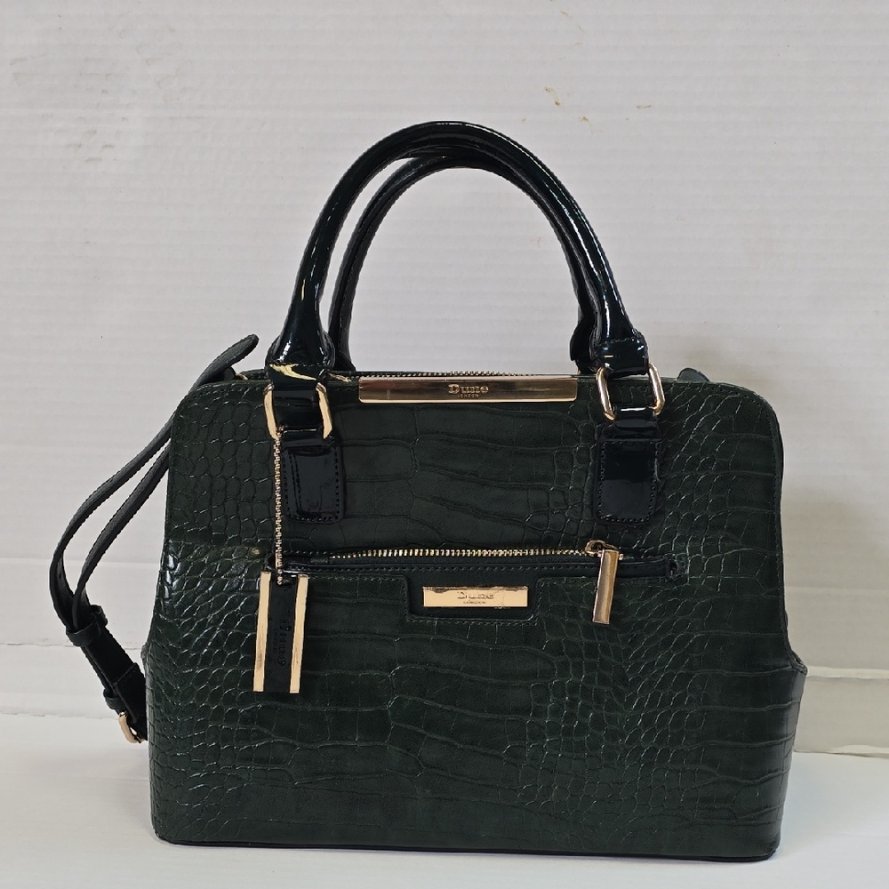 Dune London Dark Green Croc-Embossed Purse And Pouch